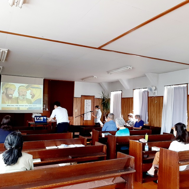 7月９日の伝道礼拝の様子。